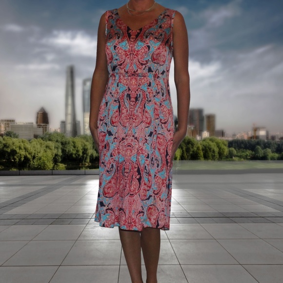 Jones New York Poppy Red Multicolored Dress - Picture 3 of 5